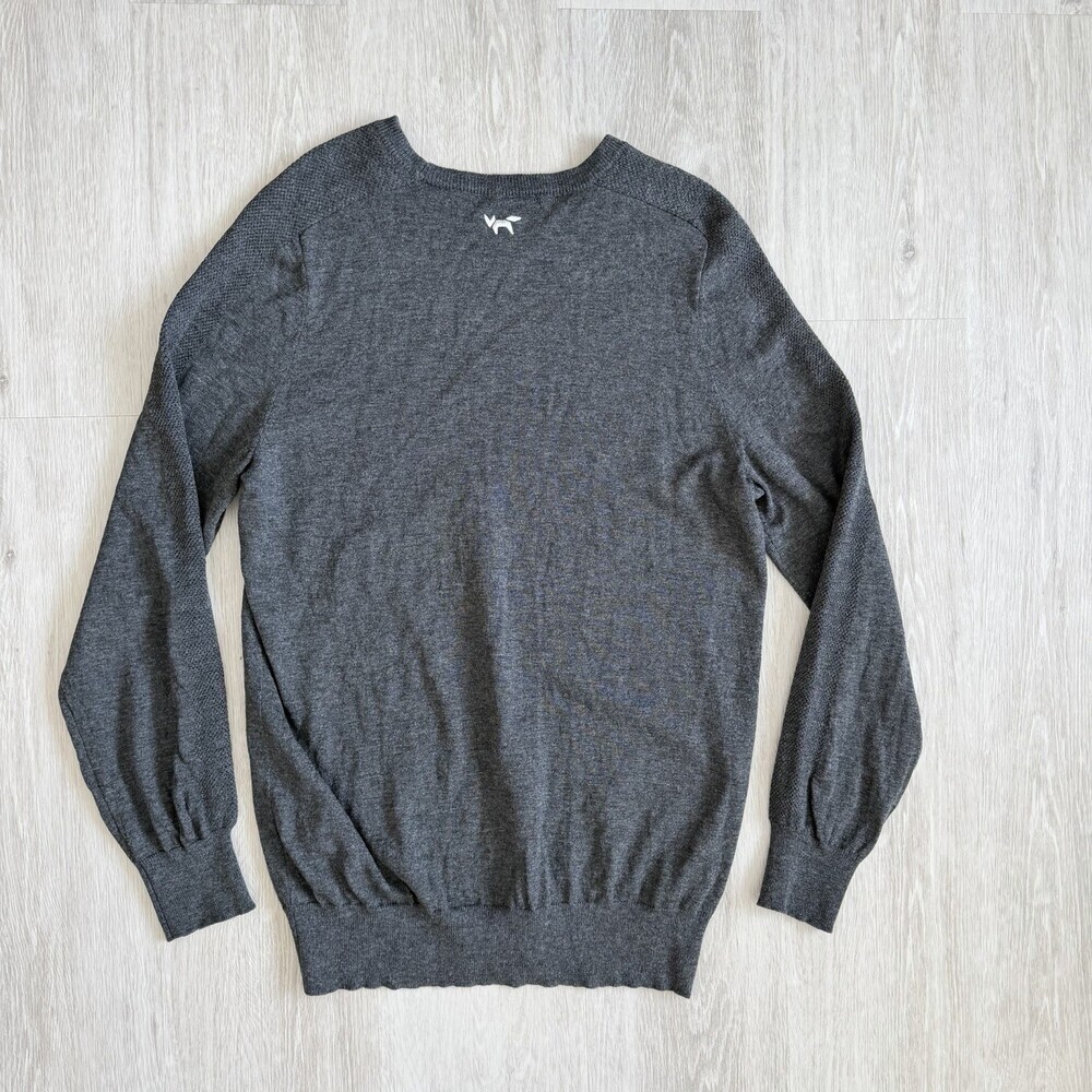 Wolsey Sweater 100% Merino Wool Men's Size L Charcoal Grey Fox Logo EUC - Picture 2 of 12